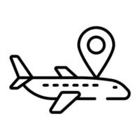 Airplane with map pin showing concept of flight route vector