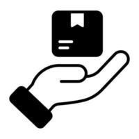 Hand with package depict the delivery service icon for premium use vector