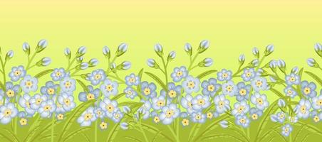 Seamless border with flowers forget me not. vector