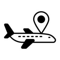 Airplane with map pin showing concept of flight route vector