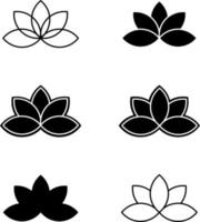 Different Types of Lotus Flower Yoga Vector Set in Black Color