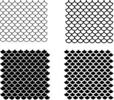 Different Types of Mermaid Scales Pattern Vector Set in Black Color