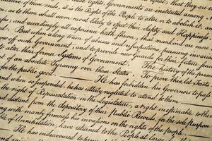 Declaration of independence 4th july 1776 close up photo