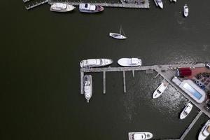 ships at the docks in St. Michaels Maryland chespeake bay aerial view panorama photo