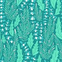 Seamless winter pattern with mistletoe and grass vector