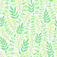 Seamless pattern with spring mimosa and grass vector