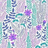 Seamless pattern with autumn flowers and grass vector