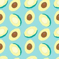 Avocado pattern, blue background, stylized tropical fruit. vector