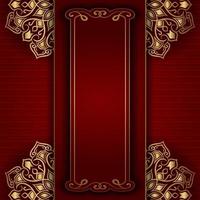 Red background with golden mandala ornament vector