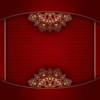 Red background with golden mandala ornament vector