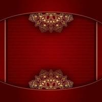 Red background with golden mandala ornament vector