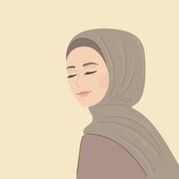 Beautiful woman in hijab, flat vector illustration