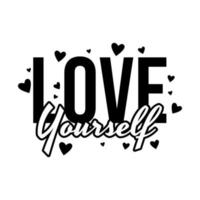 Love yourself text typography design girl greeting self care banner template vector