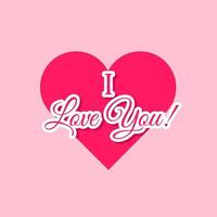 I love you heart typography icon label banner design vector