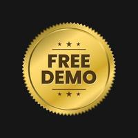Free demo courses training golden premium icon label badge banner design vector