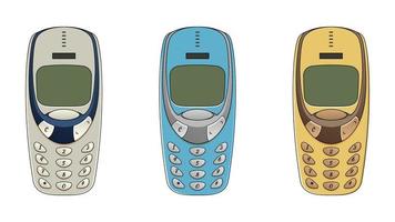 old mobile phone vector. old keypad phones, nostalgia vector objects set.