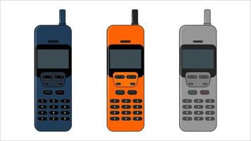 old mobile phone vector. old keypad phones, nostalgia vector objects set.