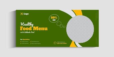 Healthy food menu social media cover banner template vector