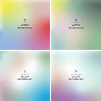 Set of 4 multicolor gradient background. Abstract blur illustration. vector
