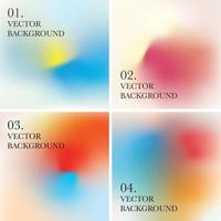 Set of 4 blur illustration. Multicolor gradient background. vector