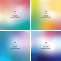 Set of 4 multicolor gradient background. Abstract blur illustration. vector