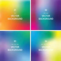 Set of 4 blur illustration. Multicolor gradient background. vector