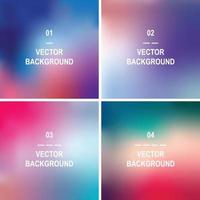 Set of 4 blur illustration, multicolor gradient background. vector