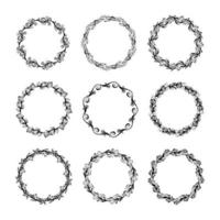 Collection of Hand Drawn Floral Wreath Line Art Vector Graphics