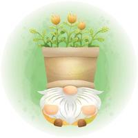 Cute Spring Gnomes in Watercolor Style Hand Drawing Graphics 02 vector