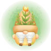 Cute Spring Gnomes in Watercolor Style Hand Drawing Graphics 06 vector
