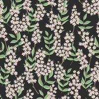 Branches with little flowers on dark background seamless pattern. Floral design for fabric, home textile, wrapping paper, cover vector