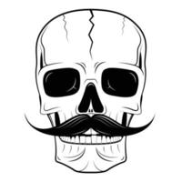 Skull with a Moustache - Funny Drawing vector