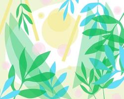 Spring. Cute floral background in gentle spring colors with the image of leaves, the sun, nature wakes up. For design. For your design.Vector vector