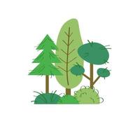 Hand drawn forest trees collection isolated on white background. Save the planet, bio farming, ecology. Woodland plants, bush,fir-tree.Botanical garden vector . Green nature flat elements