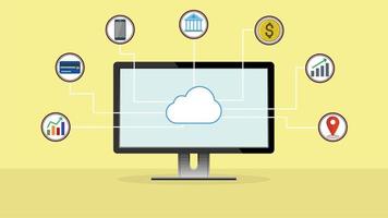 Cloud data computing, Business cloud marketing, Digital marketing technology. vector