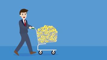 Businessman buy ideas with shopping cart. vector