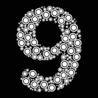 Number 9 design with round geometric shapes vector