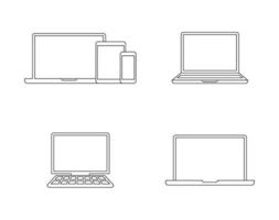 Digital devices outlines icons set, simple contour vector