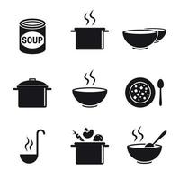 Soup icons set. Black on a white background vector