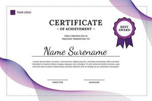 Purple Wave Effect Award Certificate vector