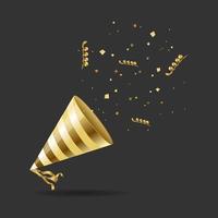 Realistic Detailed 3d Gold Hat Party. Vector