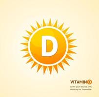 concepto de fondo de tarjeta de etiqueta solar de vitamina d. vector