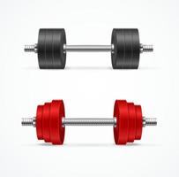 Realistic Detailed 3d Different Dumbbell Set. Vector