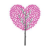 vector tree with heart shaped leaves. tree of Love