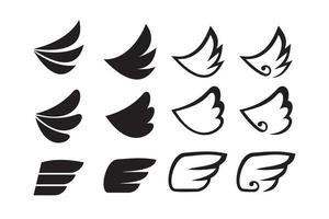 Black wings icon collection. Wings badge on a white background. Vector illustration.