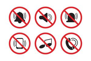 Sound prohibition sign. Indicates a noise prohibition signal. Warning to be silent, vector illustration.