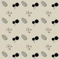 Cozy seamless floral pattern with pinecone and flowers. vector