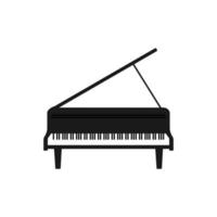 Musical instrument grand piano. Black vector illustration isolated on a white background.