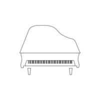 Outline vector illustration of grand piano. Top view, keyboard monochrome. Minimalism art isolated on white background.