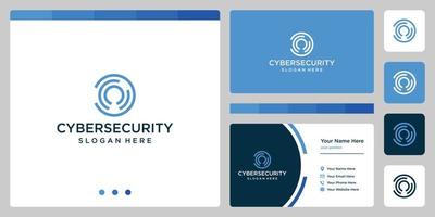 logotipo simple de una protección segura con sistema de tecnología avanzada, vector premium de logotipo lineal de tecnología bloqueada de seguridad
